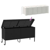 Garden Storage Box with Wheels Black 160x55x75 cm Poly Rattan