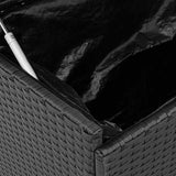 Garden Storage Box with Wheels Black 160x55x75 cm Poly Rattan - Low Angle