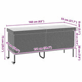 Garden Storage Box with Wheels Black 160x55x75 cm Poly Rattan