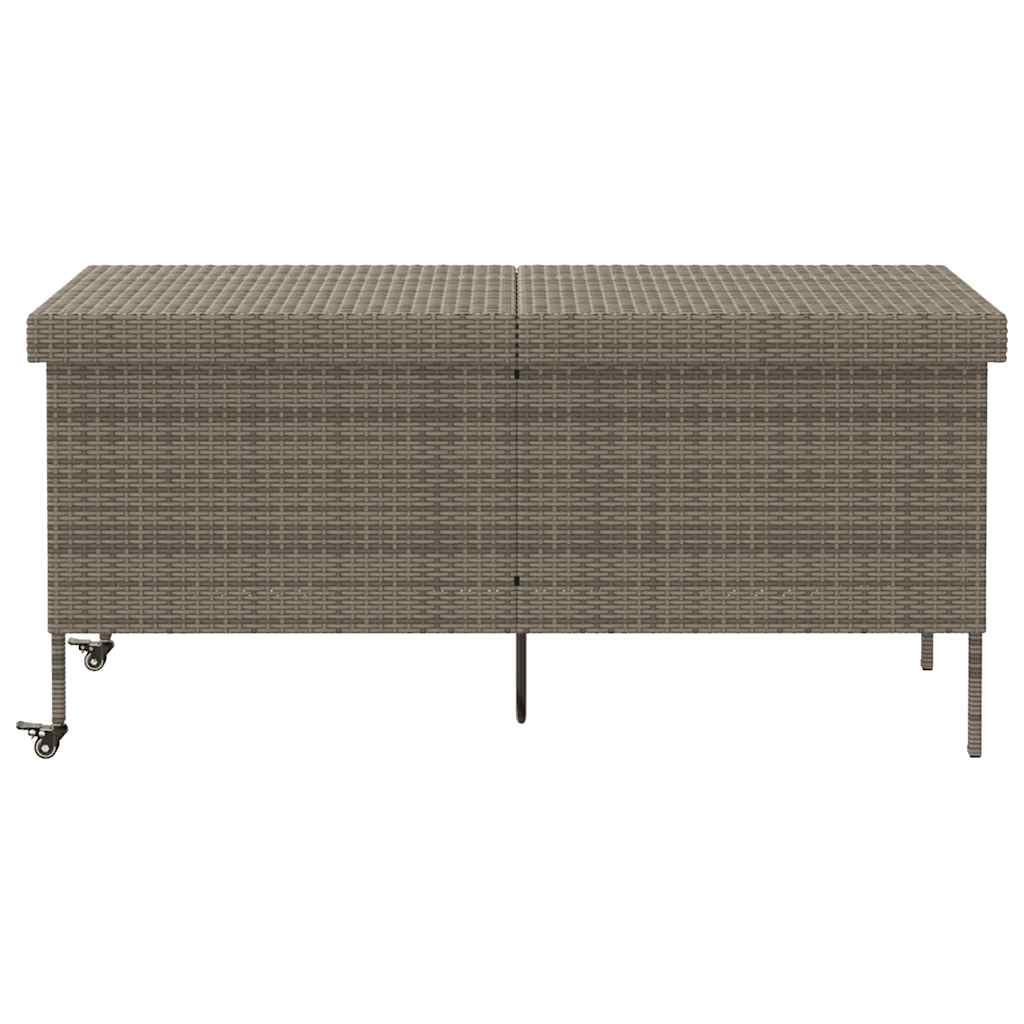 Garden Storage Box with Wheels Grey 160x55x75 cm Poly Rattan