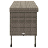 Garden Storage Box with Wheels Grey 160x55x75 cm Poly Rattan