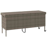 Garden Storage Box with Wheels Grey 160x55x75 cm Poly Rattan - Rear View