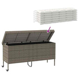 Garden Storage Box with Wheels Grey 160x55x75 cm Poly Rattan - Close-Up Angle