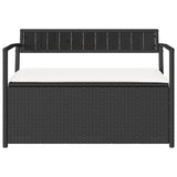 Garden Storage Bench with Cushion Black Poly Rattan - Top-Down View