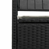 Garden Storage Bench with Cushion Black Poly Rattan - Low Angle