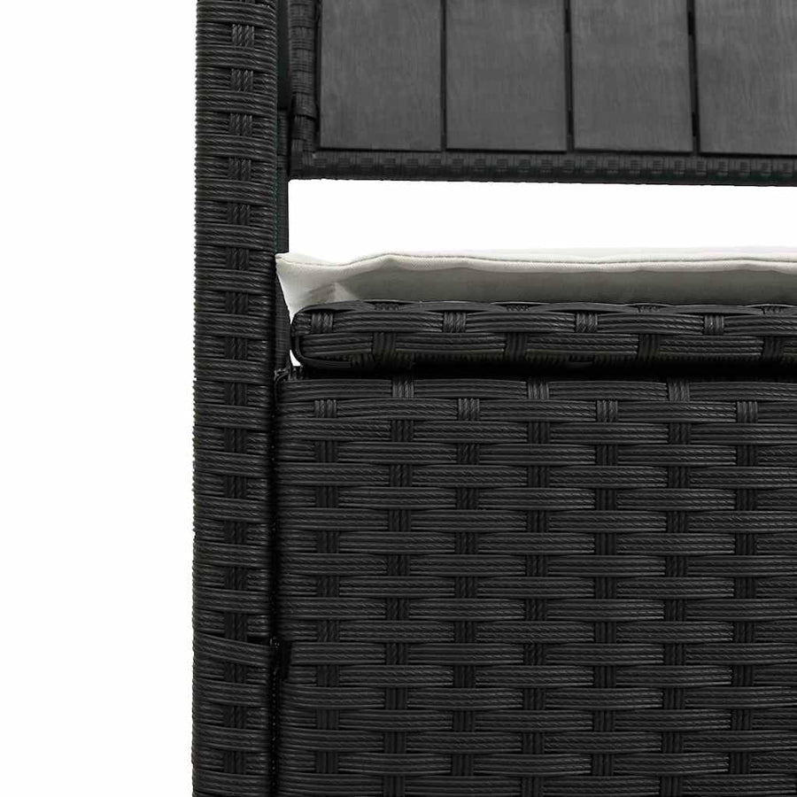 Garden Storage Bench with Cushion Black Poly Rattan
