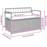 Garden Storage Bench with Cushion Black Poly Rattan