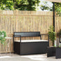 Garden Storage Bench with Cushion Black Poly Rattan