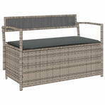 Garden Storage Bench with Cushion Grey Poly Rattan