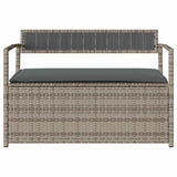 Garden Storage Bench with Cushion Grey Poly Rattan