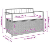 Garden Storage Bench with Cushion Grey Poly Rattan