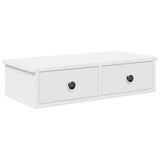 Wall Shelf with Drawers White 60x28x15 cm Engineered Wood - Front View