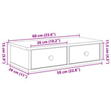 Wall Shelf with Drawers White 60x28x15 cm Engineered Wood