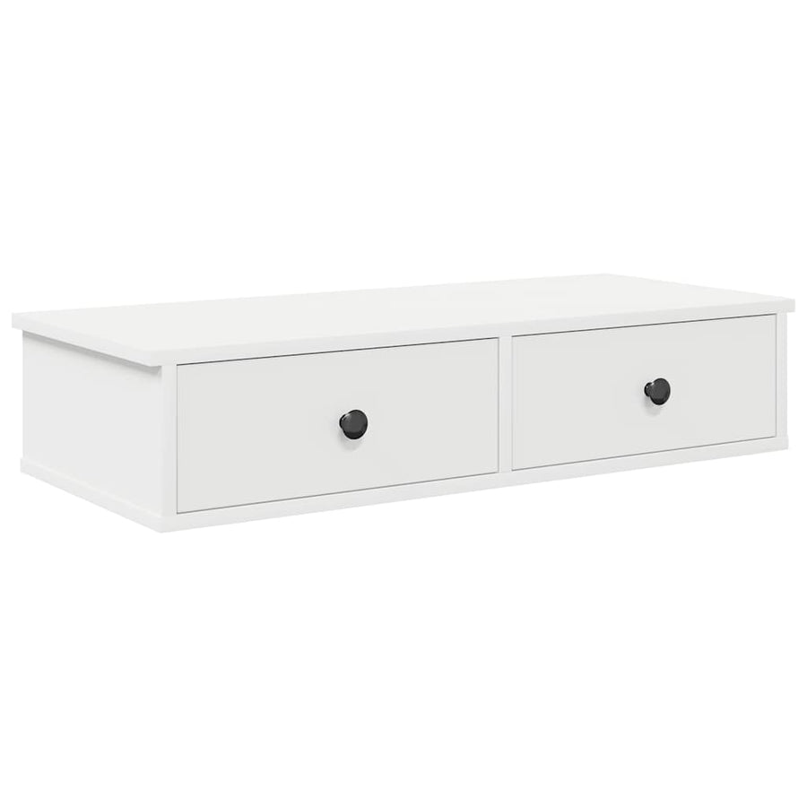 Wall Shelf with Drawers White 80x34x17 cm Engineered Wood