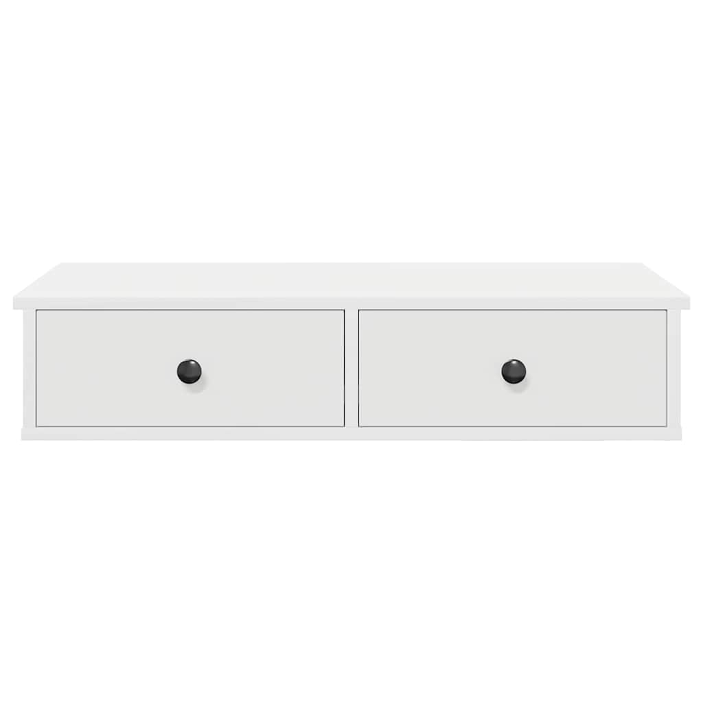 Wall Shelf with Drawers White 80x34x17 cm Engineered Wood