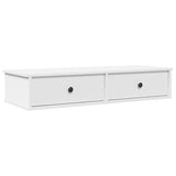 Wall Shelf with Drawers White 100x37.5x19 cm Engineered Wood - Front View