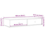 Wall Shelf with Drawers White 100x37.5x19 cm Engineered Wood