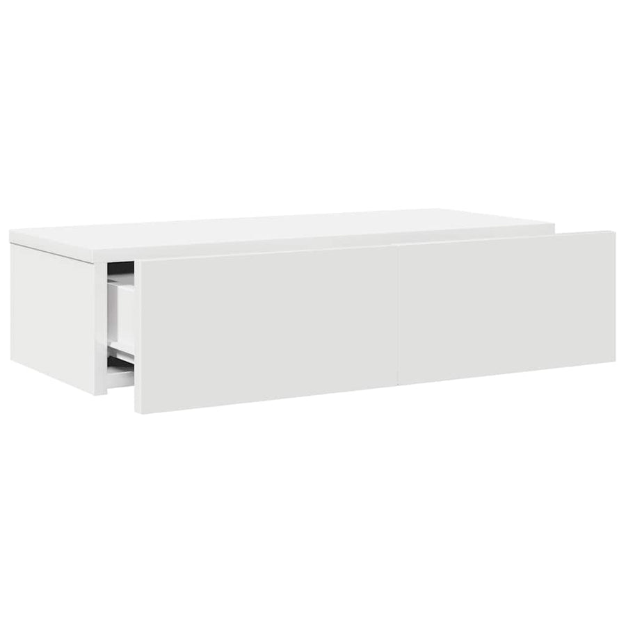 Wall Shelf with Drawers White 60x26.5x15 cm Engineered Wood