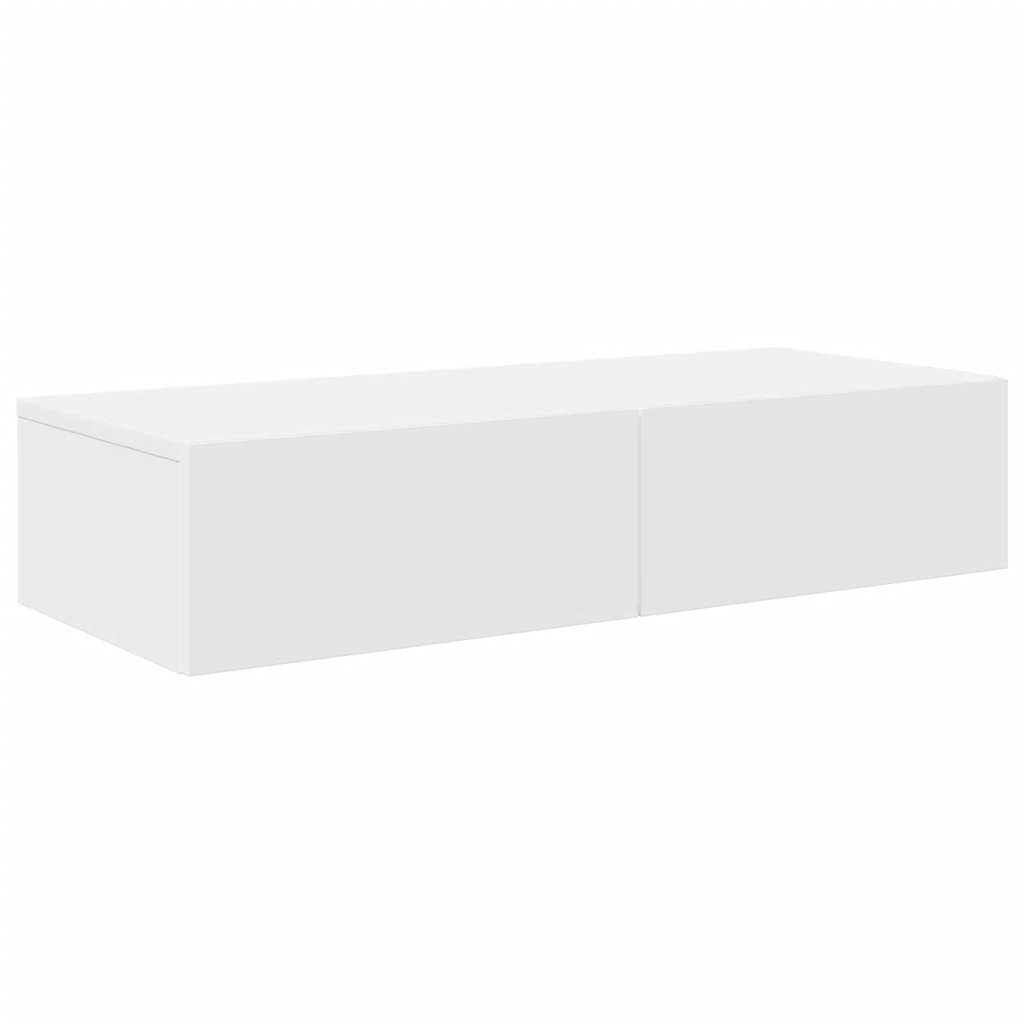 Wall Shelf with Drawers White 80x33x17 cm Engineered Wood