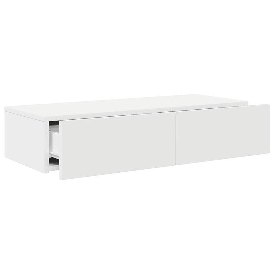 Wall Shelf with Drawers White 80x33x17 cm Engineered Wood