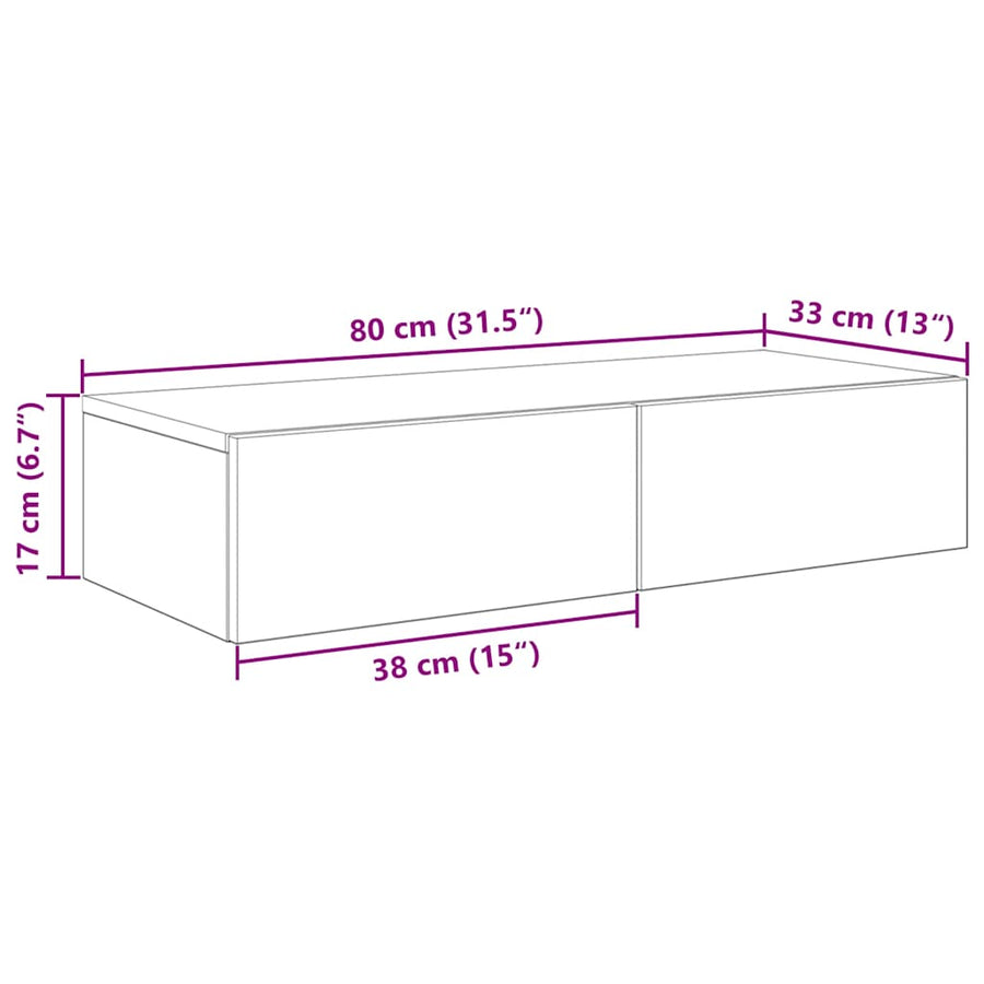 Wall Shelf with Drawers White 80x33x17 cm Engineered Wood