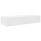 Wall Shelf with Drawers White 100x36x19 cm Engineered Wood - Front View