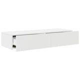 Wall Shelf with Drawers White 100x36x19 cm Engineered Wood - Close-Up Angle