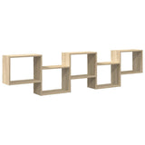 Wall Cube Shelf 5 Compartments Sonoma Oak Engineered Wood - Front View