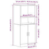 Kitchen Cabinet White 57x41,5x131,5 cm Engineered Wood - Extra Image