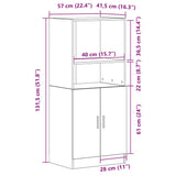 Kitchen Cabinet Black 57x41,5x131,5 cm Engineered Wood