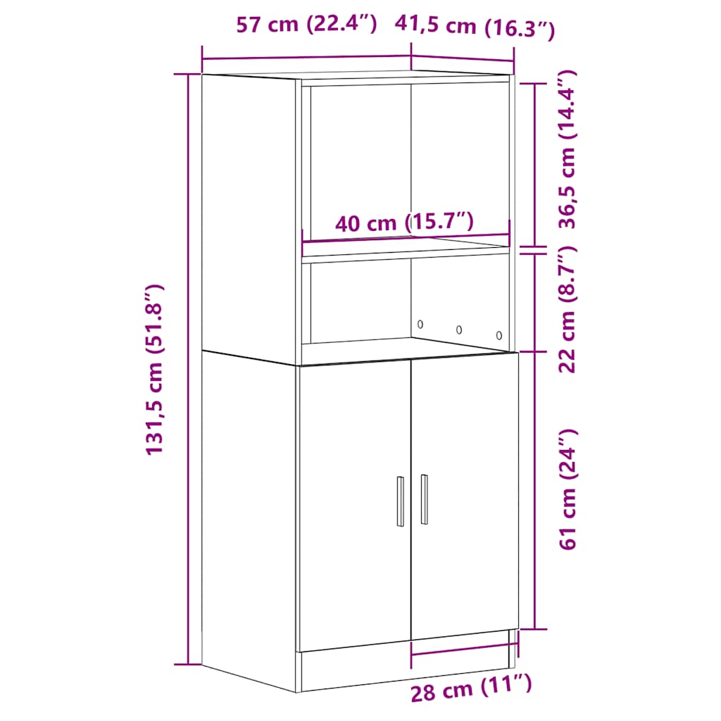 Kitchen Cabinet Sonoma Oak 57x41,5x131,5 cm Engineered Wood