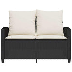 Garden Sofa 2-Seater with Cushions&Table Black Poly Rattan