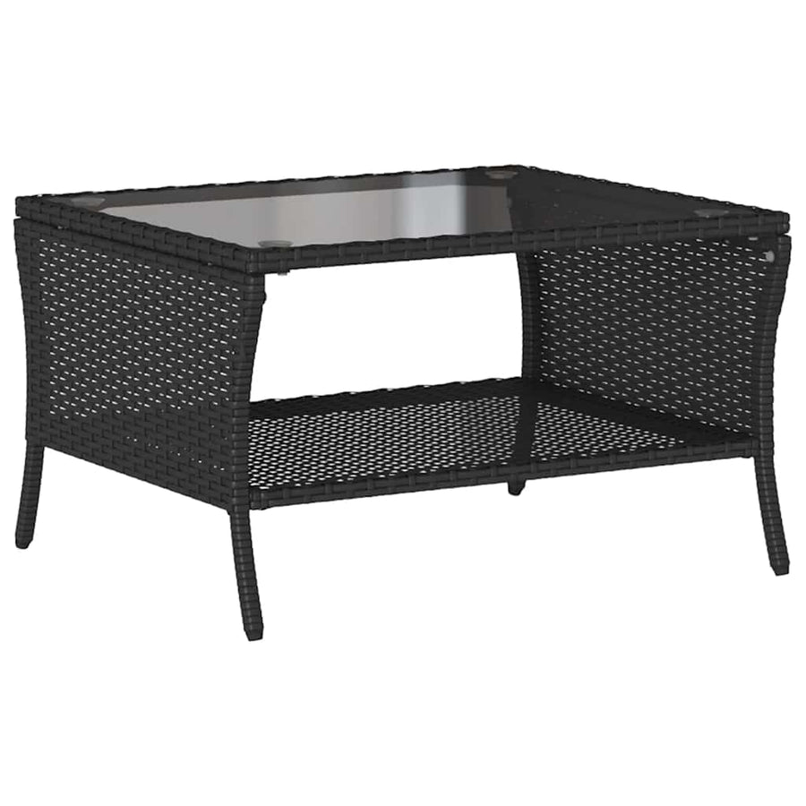 Garden Sofa 2-Seater with Cushions&Table Black Poly Rattan
