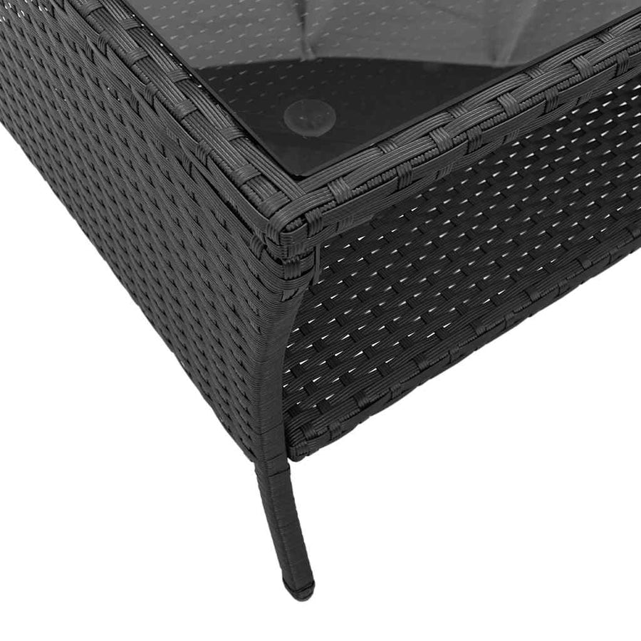 Garden Sofa 2-Seater with Cushions&Table Black Poly Rattan