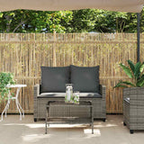 Garden Sofa 2-Seater with Cushions&Table Grey Poly Rattan - Top-Down View