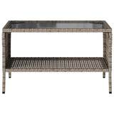 Garden Sofa 2-Seater with Cushions&Table Grey Poly Rattan - Close-Up Angle