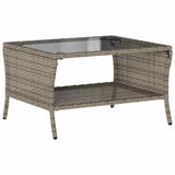 Garden Sofa 2-Seater with Cushions&Table Grey Poly Rattan - Low Angle