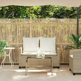 Garden Sofa 2-Seater with Cushions&Table Beige Poly Rattan