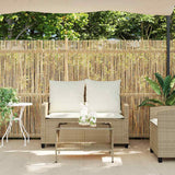 Garden Sofa 2-Seater with Cushions&Table Beige Poly Rattan - Top-Down View