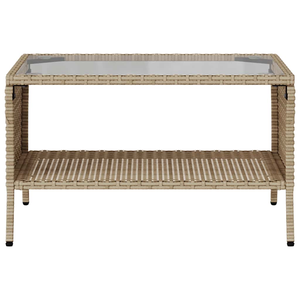 Garden Sofa 2-Seater with Cushions&Table Beige Poly Rattan