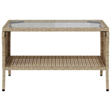 Garden Sofa 2-Seater with Cushions&Table Beige Poly Rattan