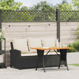 Garden Sofa 3-Seater with Cushions&Table Black Poly Rattan - Side View