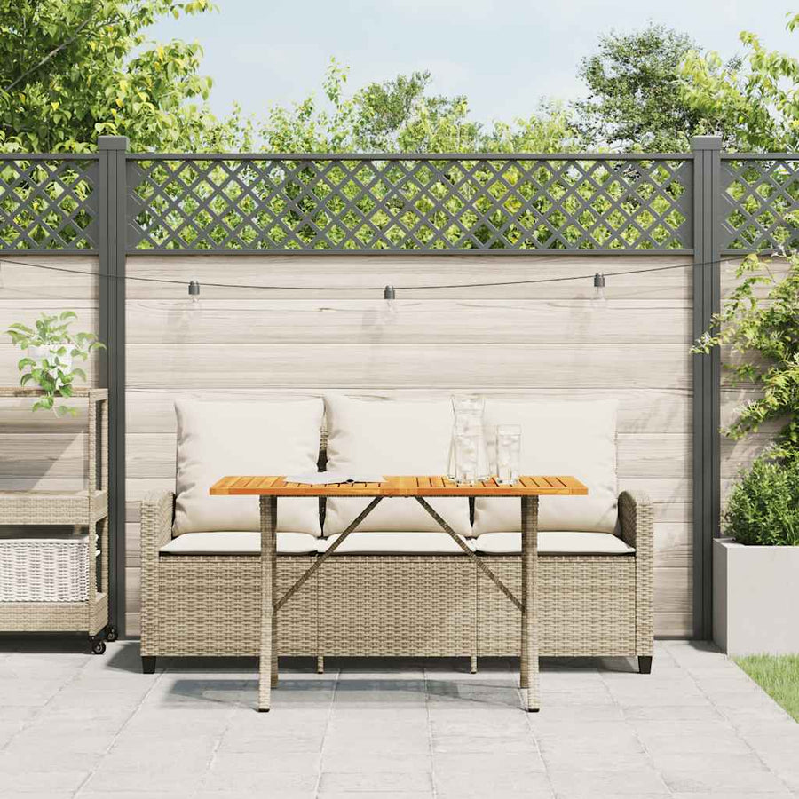 Garden Sofa 3-Seater with Cushions&Table Beige Poly Rattan