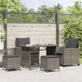 4 Piece Garden Sofa Set with Cushions Grey Poly Rattan - Side View