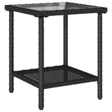 Garden Sofa with Table&Cushions L-shaped Black Poly Rattan - Rear View