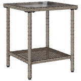 Garden Sofa with Table&Cushions L-shaped Grey Poly Rattan - Rear View