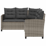 Garden Sofa with Table&Cushions L-shaped Grey Poly Rattan - Close-Up Angle