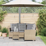 Garden Sofa with Table&Cushions L-shaped Beige Poly Rattan