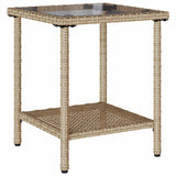 Garden Sofa with Table&Cushions L-shaped Beige Poly Rattan - Rear View