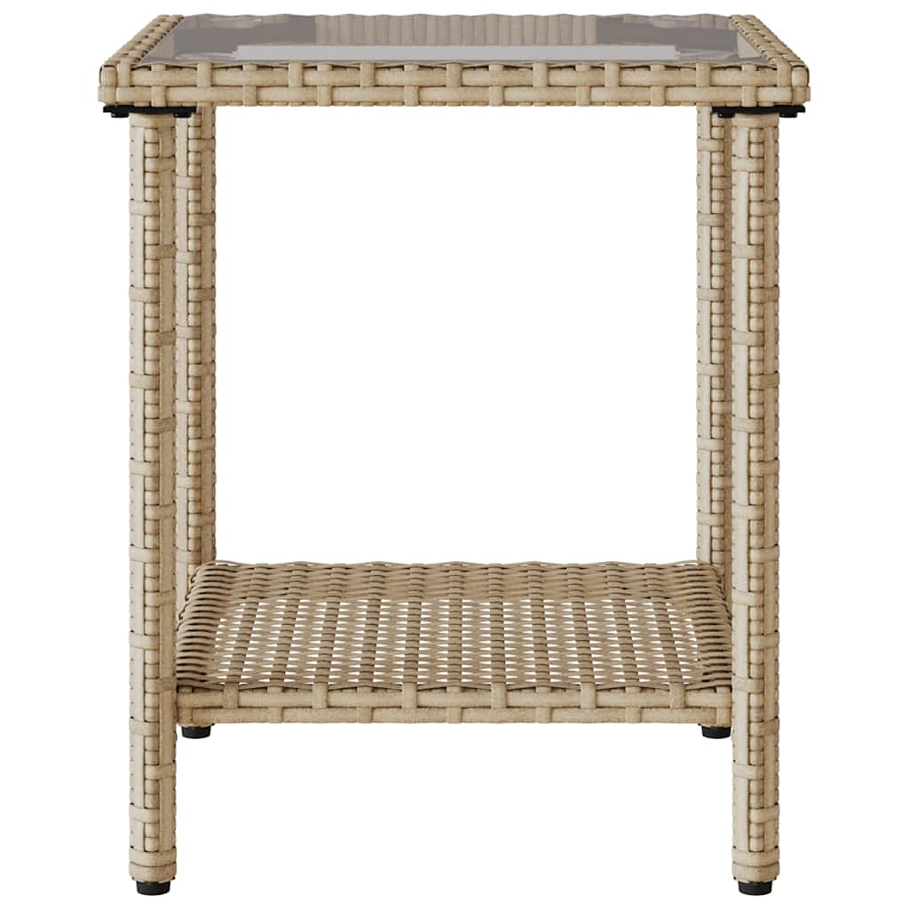 Garden Sofa with Table&Cushions L-shaped Beige Poly Rattan